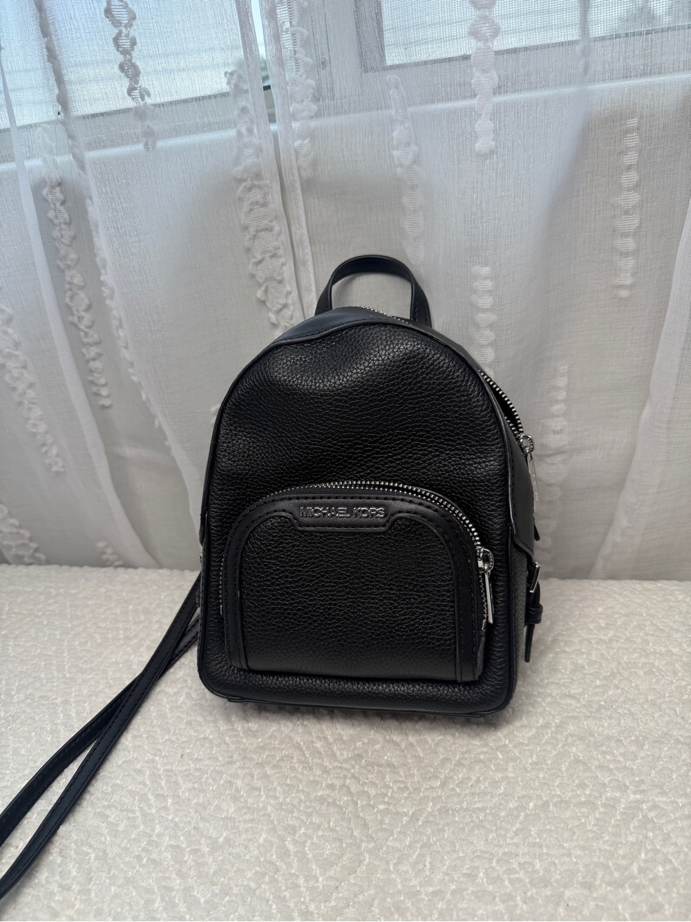 MICHAEL KORS Black Pebbled Leather Mini Backpack
